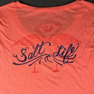 Salt Life Womens XL Coral Orange Cotton T-Shirt Crew Long Sleeve Pullover